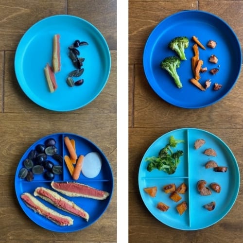 Baby & Toddler Meal Ideas: corn dog strips, chicken sausauge