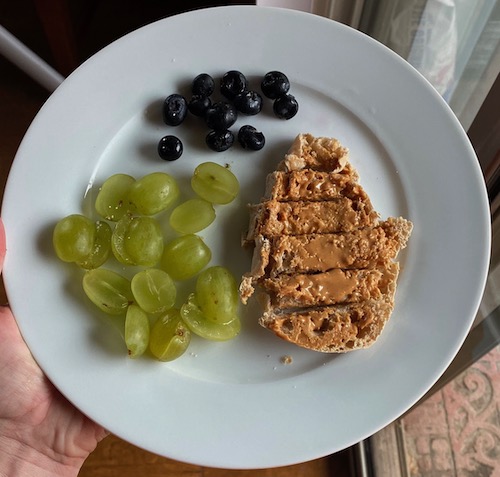 Toddler breakfast english muffin.