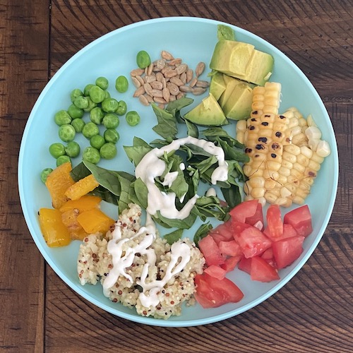 Toddler meal idea deconstructed salad.