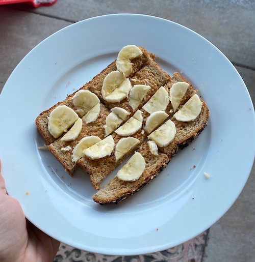 Toddler breakfast toast and banana.