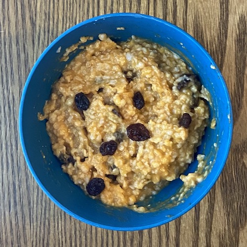 Toddler brekfast carrot cake oatmeal.