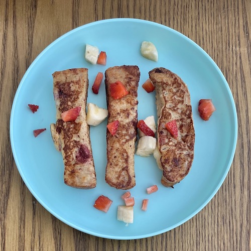 Toddler breakfast french toast sticks.