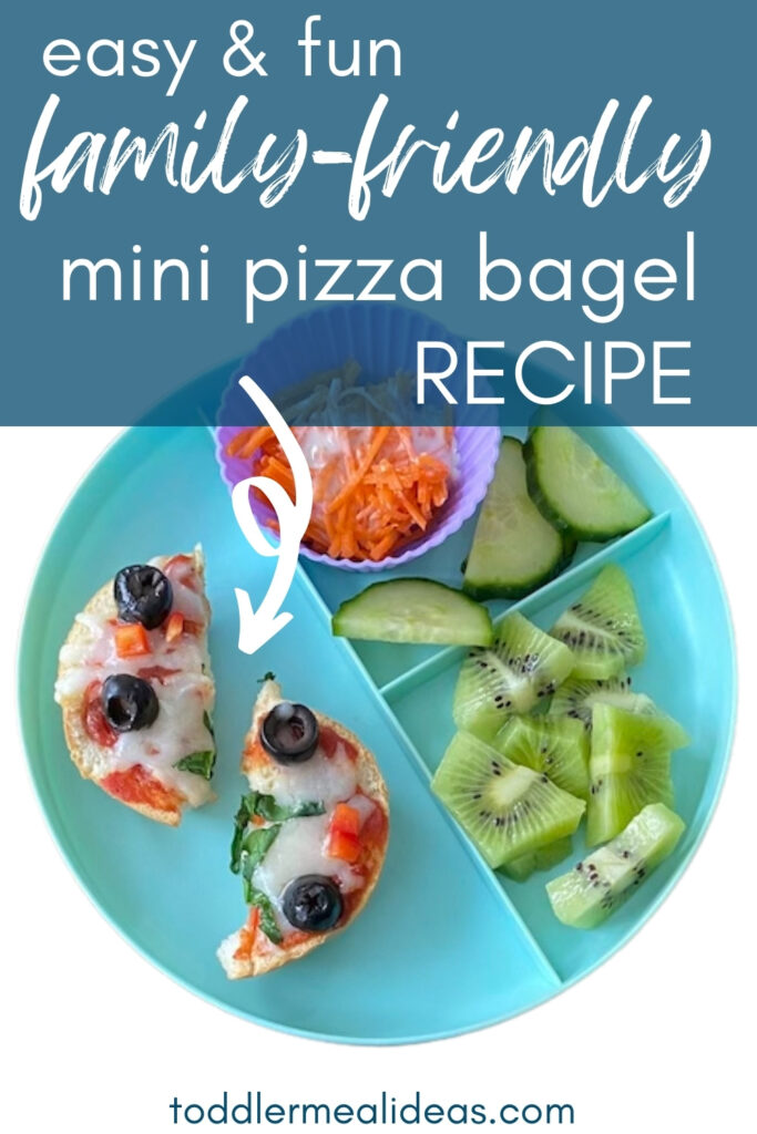 Easy & fun family-friendly mini pizza bagel recipe graphic