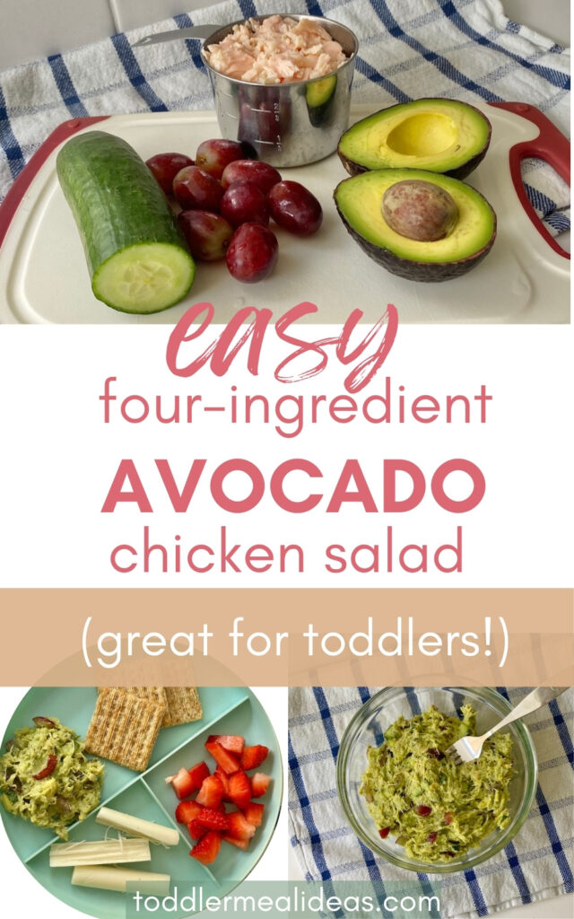 Easy, four ingredient, avocado chicken salad great for toddlers.