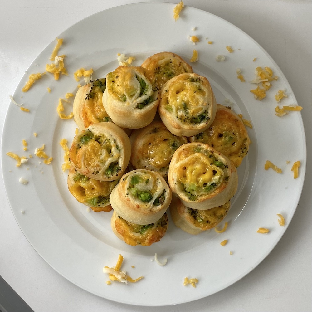 easy toddler broccoli cheese pinwheels