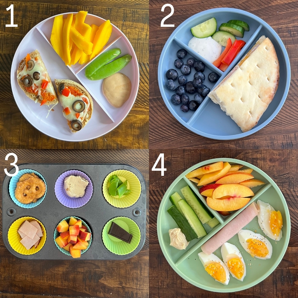 Four toddler lunch plates