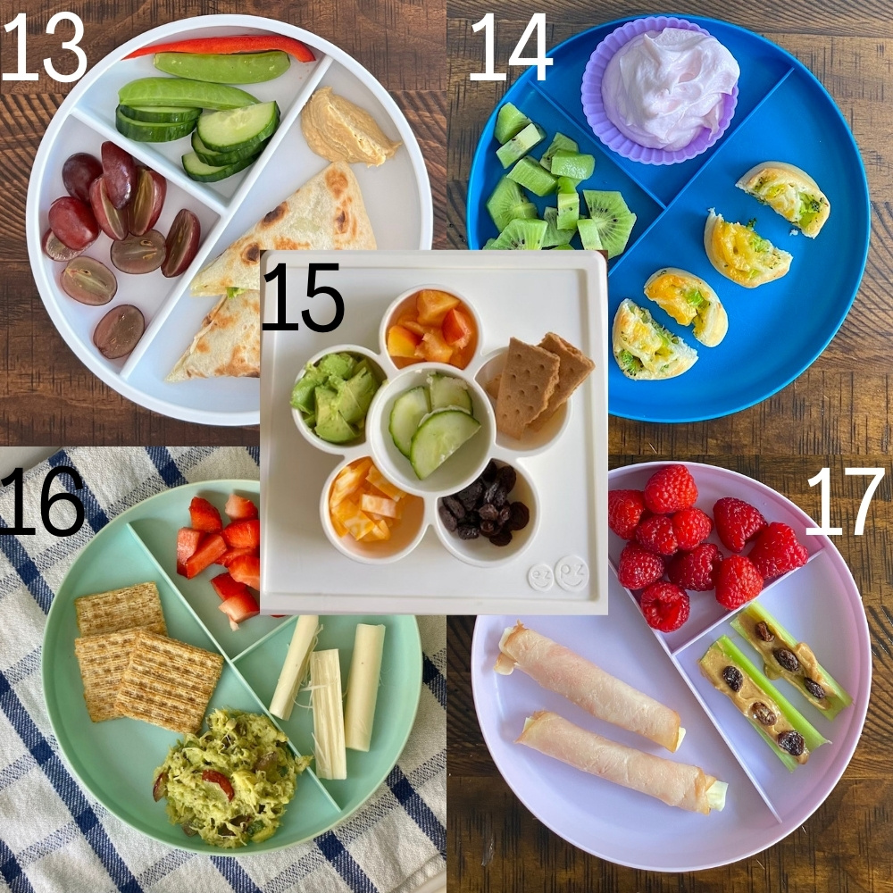 5 plates of toddler lunches