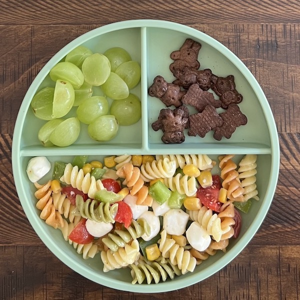 Toddler meal with pasta salad