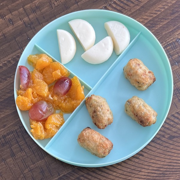 Toddler plate showing cauliflower tots