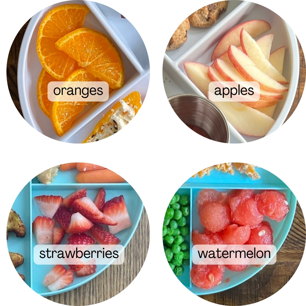 4 plates of fruit for toddlers