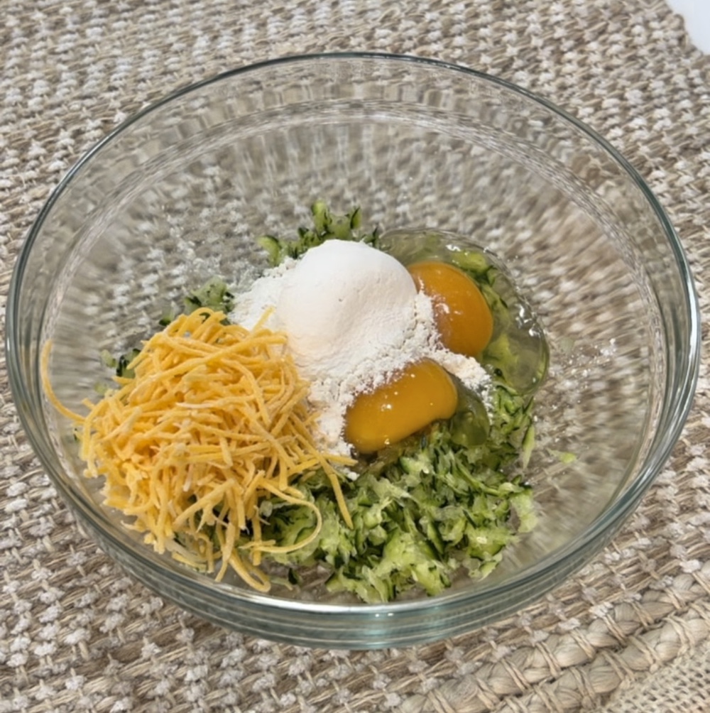 raw ingredients for zucchini fritters